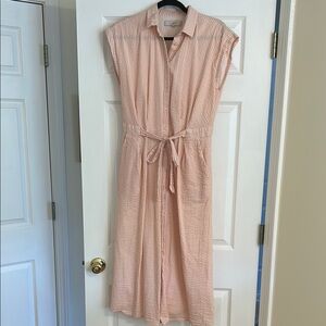 Pink Sleeveless Button-Down Dress